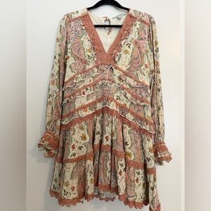 All Saints Multicolor Paisley Floral Long Sleeve Dress